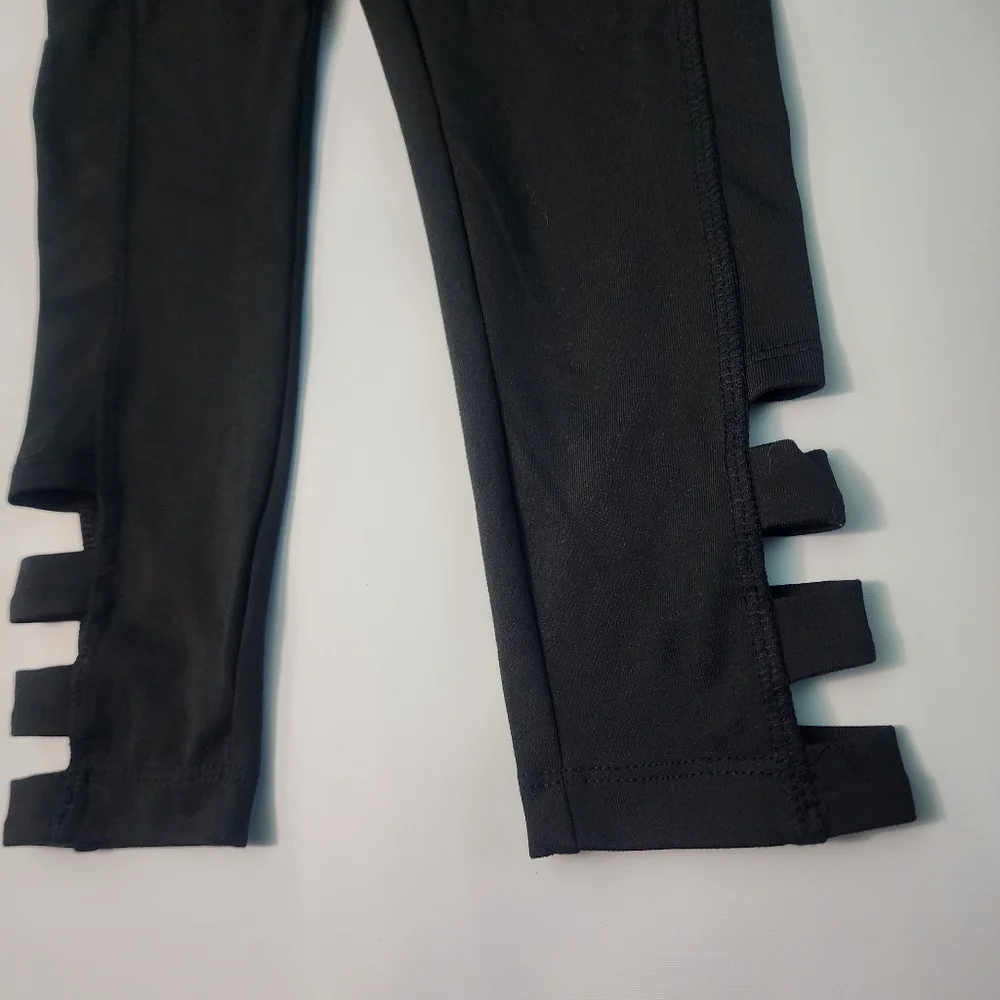 Justice Girls Black Leggings XS (5/6) Cutout Hem